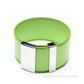 Fashion green genuine leather slap bracelet
